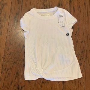 abercrombie Ribbed White Knot Front Tee - 7/8 NWT